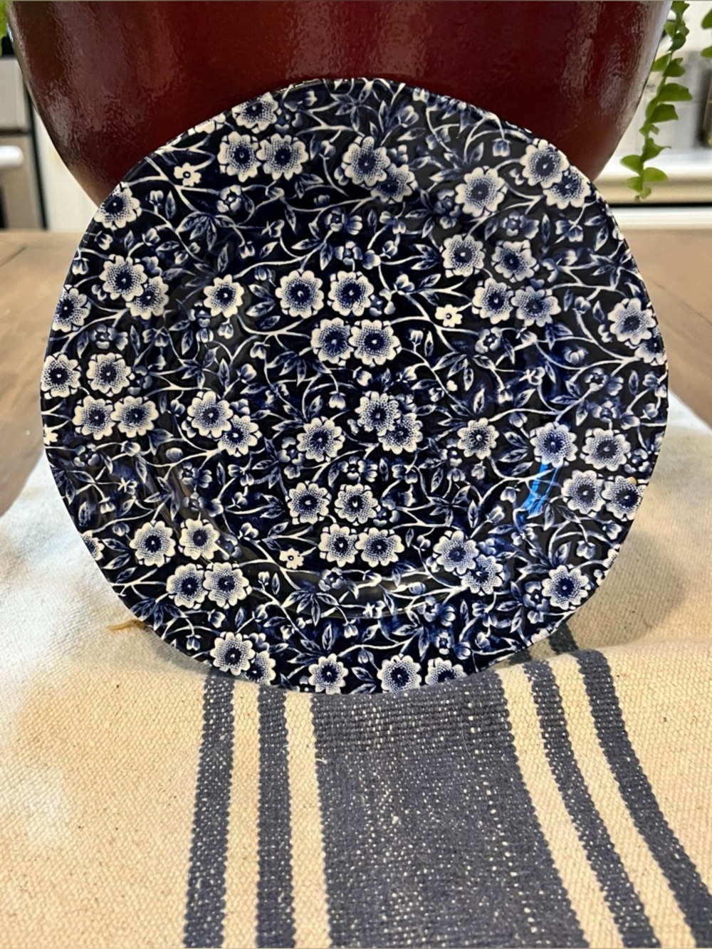 Vintage Blue Floral 7 3/8 in Salad Plate Calico Royal Crownford England